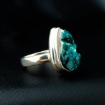 Dioptase (Dioptas) Natural Stone Silver Women's Ring - 5