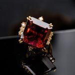 Genuine Tourmaline Natural Stone Gold Ring (16ct) - 6