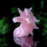Pink Quartz Natural Stone Special Hand Carved Unicorn Horse Object - 1