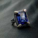 Special Design Blue Sapphire Natural Stone Silver Women's Ring (14ct) - 6